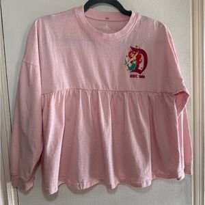 Disney Princess Baby Pink Long Sleeve Top with Ariel Girls Size XL